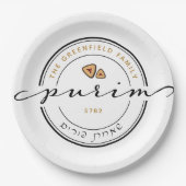 Happy Purim Specialized Modern Script Papieren Bordje (Voorkant)