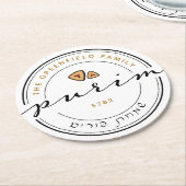 Happy Purim Specialized Modern Script Ronde Kartonnen Onderzetter (Gebogen)
