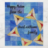 Happy Purim van uw familie - etiketten van wijnfle (Enkel label)