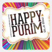 happy purim vierkante sticker (Voorkant)