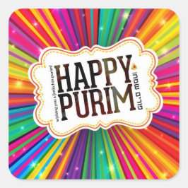 Happy Purim Vierkante Sticker