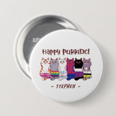 Happy Purride – LGBTQ Pride Katten Ronde Button 7,6 Cm (Voorkant /achterkant)
