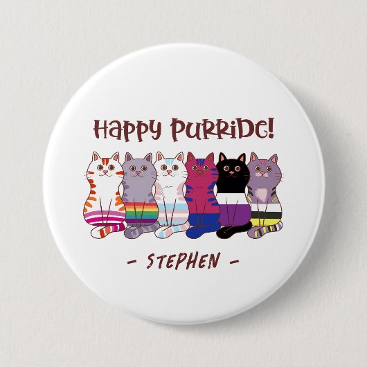 Happy Purride – LGBTQ Pride Katten Ronde Button 7,6 Cm (Voorkant)