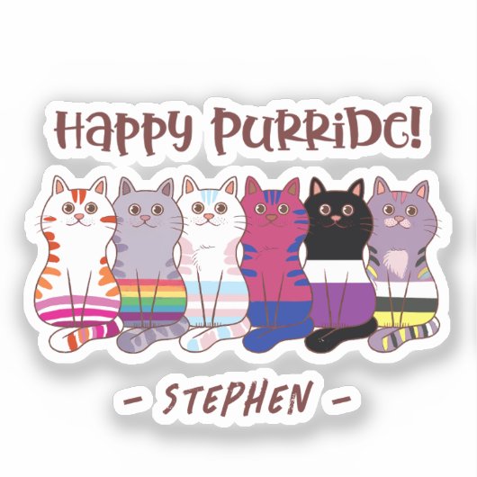 Happy Purride – LGBTQ Pride Katten Sticker (Voorkant)