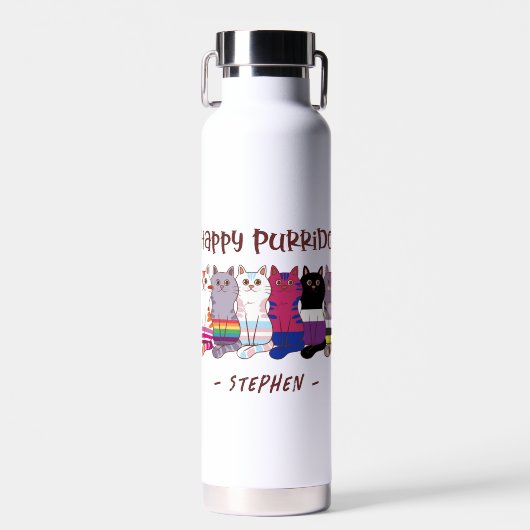 Happy Purride – LGBTQ Pride Katten Waterfles (Voorkant)