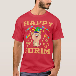 Happy Purrim Cat Jewish Holiday Purim Costuum voor T-shirt