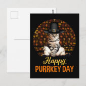 Happy Purrkey Day Briefkaart (Voorkant / Achterkant)