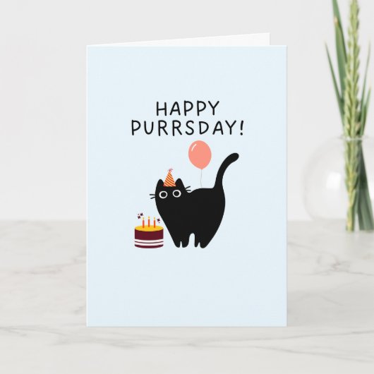 Happy Purrsday Kat Verjaardag Kaart (Voorkant)