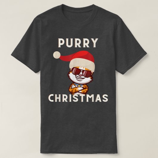 Happy Purry Cool Cat Merry kerstkat Lover Uni T-shirt (Design voorkant)