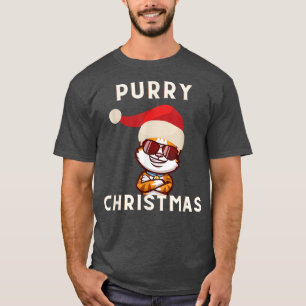 Happy Purry Cool Cat Merry kerstkat Lover Uni T-shirt