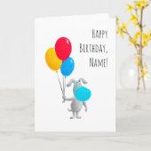 Happy Quarantine Birthday Dog Puppy Balloons Kaart (Gele Bloem)