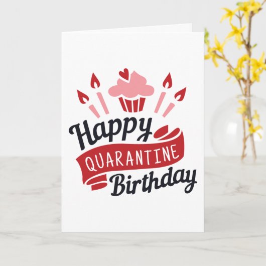 Happy Quarantine Birthday. Kaart (Gele Bloem)