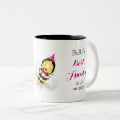 Happy Quarantine Verjaardag met Happy Bee Tweekleurige Koffiemok (Voorkant rechts)