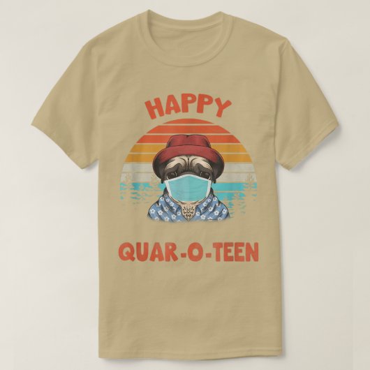 Happy QuarOTeen Dog met gezichtsmasker Dog Hallowe T-shirt (Design voorkant)