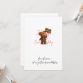 Happy Queer Birthday Kaart - Schattigee teddybeer  (Voorkant / Achterkant in situ)