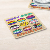 Happy Queer Halloween - Pride Flag Pumpkins Kartonnen Onderzetters (Schuin)