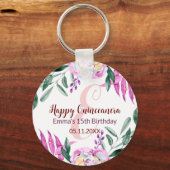 Happy Quinceanera 15 verjaardagsfeest voor roze Sleutelhanger (Voorkant)