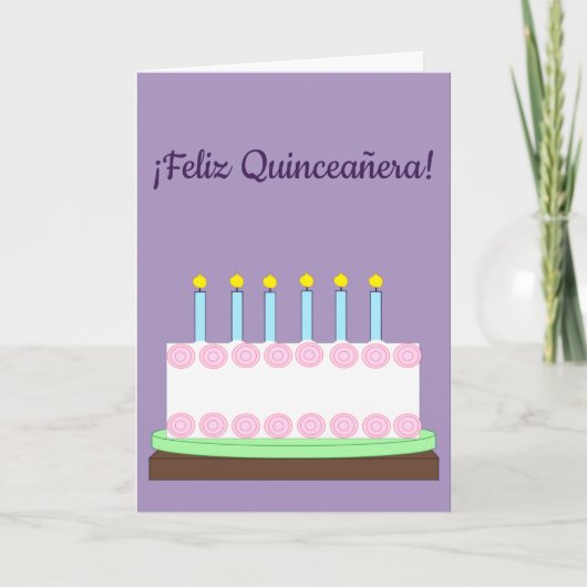 Happy Quinceañera in Spanish:  Lavender Blank Kaart (Voorkant)