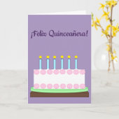 Happy Quinceañera in Spanish:  Lavender Blank Kaart (Gele Bloem)