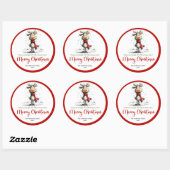 Happy quirky reindeer sticker red green artwork (Vel)