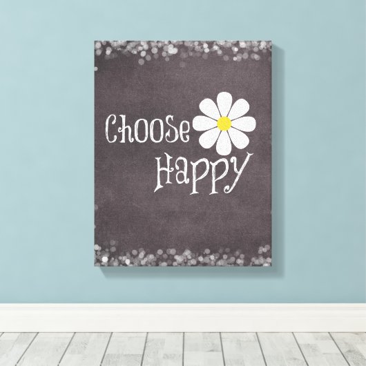 Happy Quote met Daisy Canvas Afdruk (Insitu (Houten vloer))