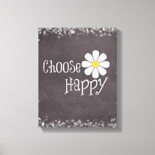 Happy Quote met Daisy Canvas Afdruk (Voorkant)