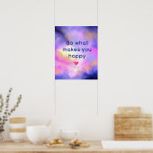 Happy Quote on a Cosmic Space Abstract Design Poster (Keuken)