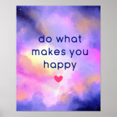 Happy Quote on a Cosmic Space Abstract Design Poster (Voorkant)