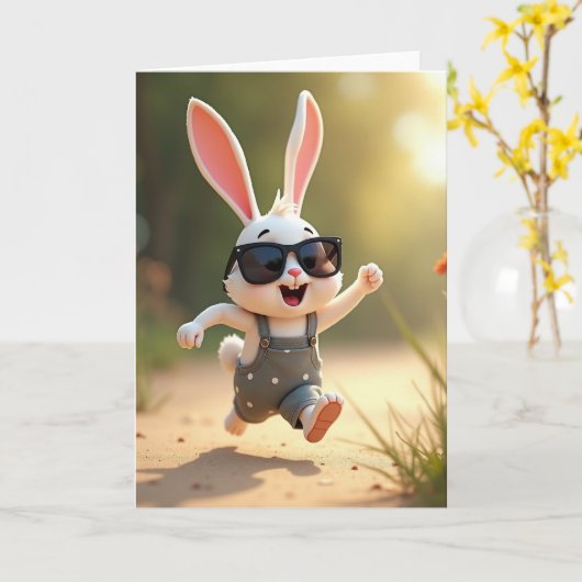 Happy Rabbit Adventure Card Kaart (Gele Bloem)