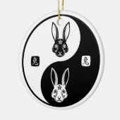 Happy Rabbit Chinees nieuwjaar 2023 Yin Yang Taich Keramisch Ornament (Links)