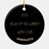 Happy Rabbit Chinees nieuwjaar 2023 Yin Yang Taich Keramisch Ornament (Achterkant)