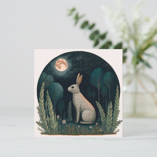 Happy Rabbit in in de maan (Staand voorkant)