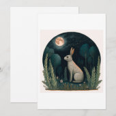 Happy Rabbit in in de maan Feestdagenkaart (Voorkant / Achterkant)