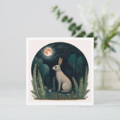Happy Rabbit in in de maan Kaart (Staand voorkant)