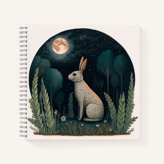 Happy Rabbit in in de maan Notitieboek (Voorkant)