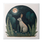 Happy Rabbit in in de maan Tegeltje (Voorkant)