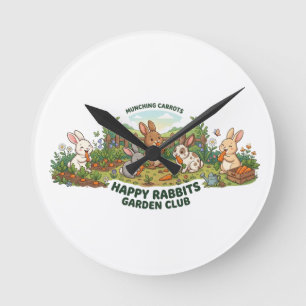 Happy Rabbits Garden Club T-shirt – Schattige Cart Ronde Klok