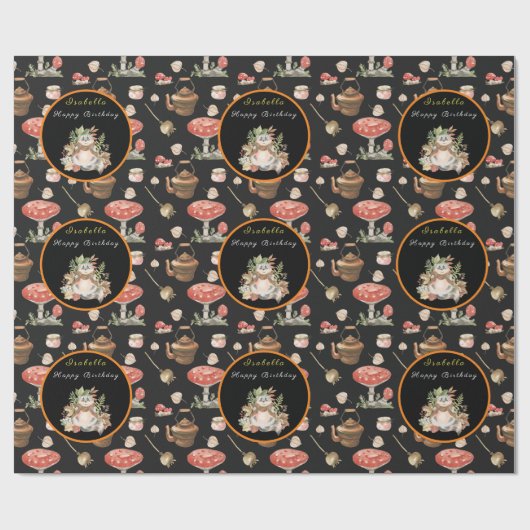 Happy Raccoon past Tekst en Kleur aan Cadeaupapier (Vlak)