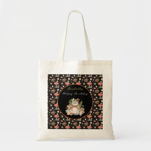 Happy Raccoon past Tekst en Kleur aan Tote Bag (Voorkant)