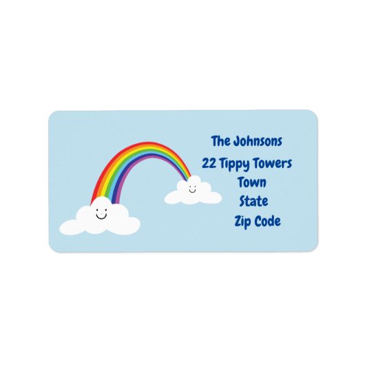 Happy Rainbow-adreslabel, kleurrijk postal Etiket (Voorkant)