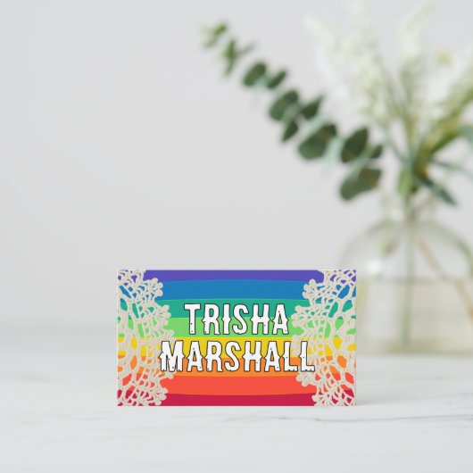 Happy Rainbow Crochet Visitekaartje (Staand voorkant)