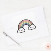 Happy Rainbow – Cute Kawaii Illustration Vierkante Sticker (Envelop)