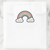 Happy Rainbow – Cute Kawaii Illustration Vierkante Sticker (Tas)