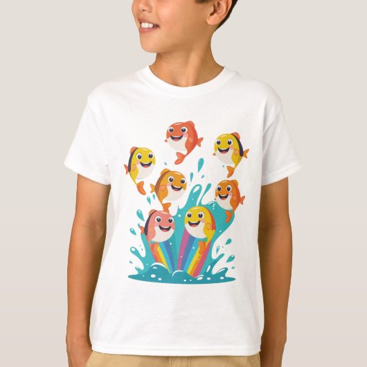 Happy Rainbow Fish Kids Tee T-shirt (Voorkant)