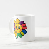 Happy Rainbow Flower Face Koffiemok (Voorkant links)