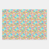 Happy Rainbow Flower Skull Gothic Kleurrijk Inpakpapier Vel (Voorkant)