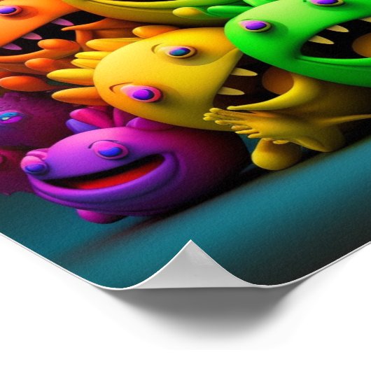 Happy Rainbow Smiling Creatures Poster (Hoek)