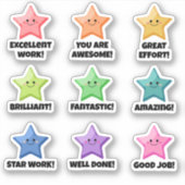 Happy Rainbow Stars Goede Baan Student Sticker (Voorkant)