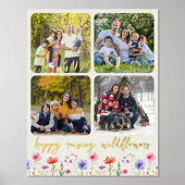 Happy Raising Wildflower 4 Fotocollage Goud Folie Afdrukken (Voorkant)