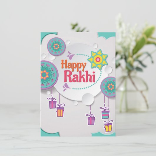 Happy Rakhi-kaart voor broer Feestdagenkaart (Staand voorkant)